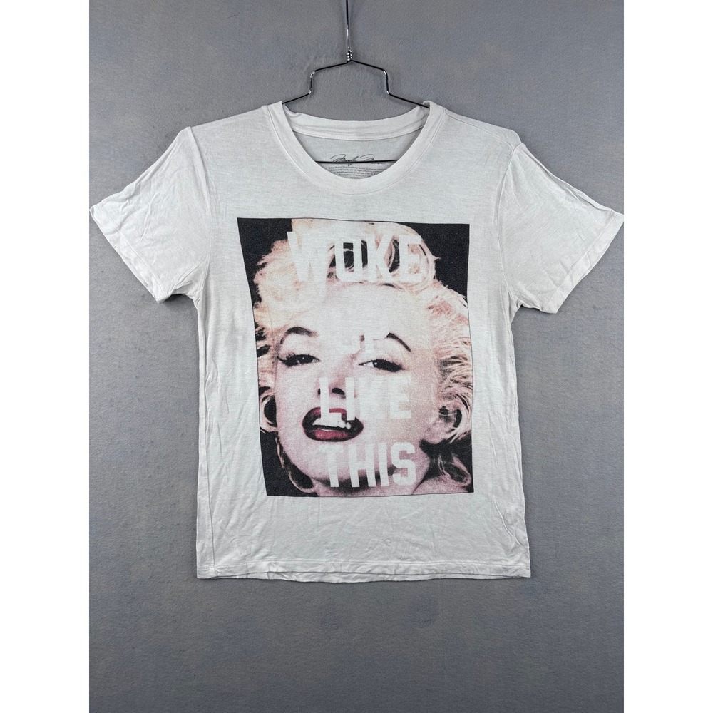 Marilyn Monroe Woke Like This Graphic T-Shirt White Gray Short Sleeve Men size M